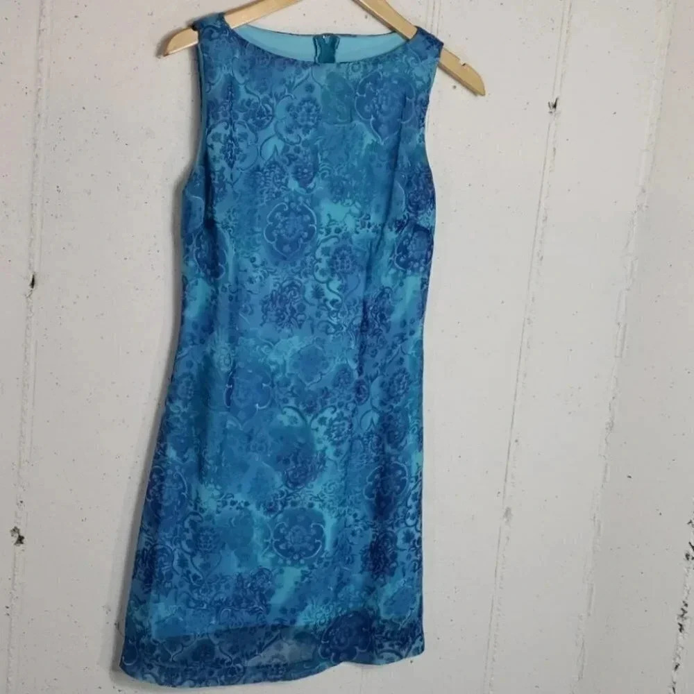 La Belle Fashion 5 blue scarf sleeveless dress